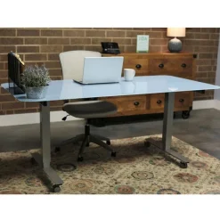 CEF Sit to Stand Glass Dry Erase Writable Table^ Dry Erase|Conference