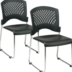 Office Star Sled Base Stack Chair- Set of 2^ Plastic Stacking Chairs