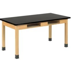 Diversified Spaces Solid Epoxy Resin Top Hardwood Science Lab Table with Compartments (24'' D X 48'' W)^ Science|Science Tables
