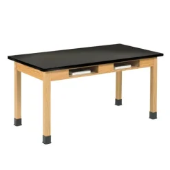 Diversified Spaces Solid Epoxy Resin Top Hardwood Science Lab Table with Compartments (30'' D X 48'' W)^ Science|Science Tables