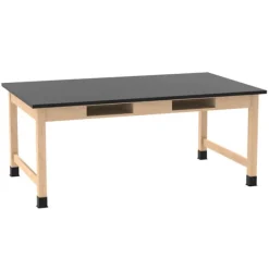 Diversified Spaces Solid Epoxy Resin Top Hardwood Science Lab Table with Compartments (36'' D X 60'' W)^ Science|Science Tables