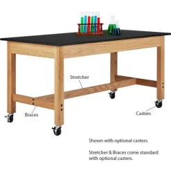 Diversified Spaces Solid Phenolic Resin Top Hardwood Science Table (24'' D X 60'' W)^ Science|Science Tables