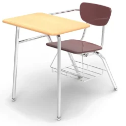 Virco Solid Plastic Top Chair Desk with Bookrack^ Combo Chair Desks