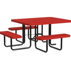 Leisure Craft Square Outdoor Picnic Tables with Expanded Metal Frame^ Picnic Tables|Outdoor Picnic
