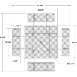 Leisure Craft Square Outdoor Picnic Table with Perforated Metal Frame^ Picnic Tables|Outdoor Picnic