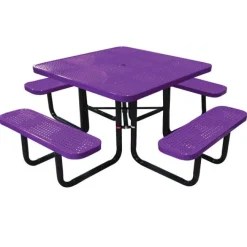 Leisure Craft Square Outdoor Picnic Table with Perforated Metal Frame^ Picnic Tables|Outdoor Picnic