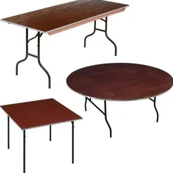 Midwest Folding Products Steel Edge Stained Plywood Folding Tables^ Folding