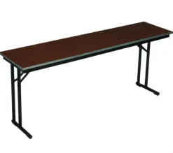 Midwest Folding Products Steel Edge Stained Plywood Folding Seminar Table with Comfort Leg^ Training & Seminar|Folding