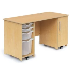 Whitney Brothers Teacher Desk with Trays & Locking Door^ Teacher Desks|Instructor Desks