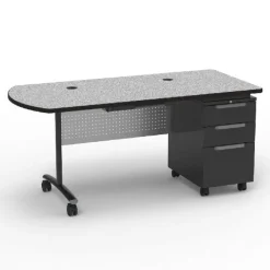 Virco Textameter Peninsula Top Mobile Teacher Desk (30'' X 66'')^ Teacher Desks|Instructor Desks