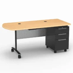 Virco Textameter Peninsula Top Mobile Teacher Desk (30'' X 66'')^ Teacher Desks|Instructor Desks