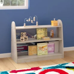 Bright Beginnings Three Shelf, Double Sided Storage Unit w/ Clear Plastic Divider^ Bookcases
