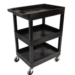 Luxor Three Shelf Tub Utility Cart with Heavy Duty Casters^ Utility Carts