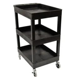 Luxor Three Shelf Tub Utility Cart with Heavy Duty Casters^ Utility Carts