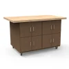 WB Mfg Tomah Fixed Shelves, 1 Divider & 4 Doors Hardwood Top Workstations^ Mobile Lab Units|Makerspace & Shop