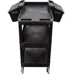 Luxor Triple Shelf XL Utility Cart with Dual Outrigger Bins^ Utility Carts