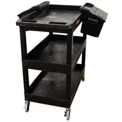 Luxor Triple Shelf XL Utility Cart with Dual Outrigger Bins^ Utility Carts