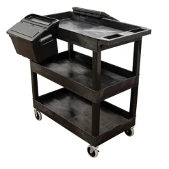 Luxor Triple Shelf XL Utility Cart with Dual Outrigger Bins^ Utility Carts