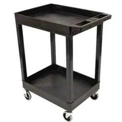 Luxor Two Shelf Tub Utility Cart with Heavy Duty Casters^ Utility Carts