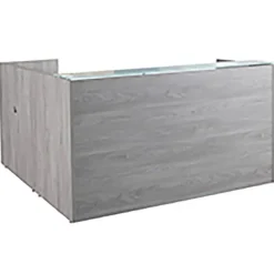 OFD Office Furniture Ultra Premium Laminate Series L-Shaped Reception Desk w/ Frosted Glass Transaction Top^ Reception Desks