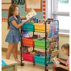 Copernicus Value Book Cart with Vibrant Mixed Tubs^ Book Carts