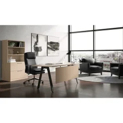 OfficeSource Variant Desk w/ Modesty Panel & Hutch w/ 2 Drawer Lateral File^ Office Suites