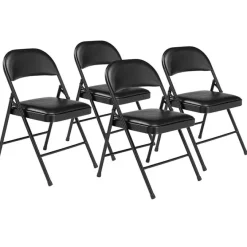 National Public Seating Vinyl Padded Basics Steel Folding Chairs (4 Pack)^ Folding Chairs