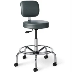 Office Master Vinyl Professional Lab Stool w/ Back & Chrome Elevated Base (25''-33''H)^ Stools|Stools