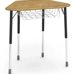 Virco Zuma Hexagon School Desk w/ Wire Bookrack^ Collaborative Desks|Open Front School Desks