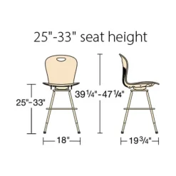 Virco Zuma 4-Leg Adjustable Height Swivel Lab Stool - 25